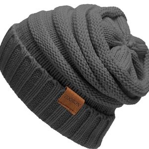 Super Cute Slouchy Thick Cable Knit Beanie-Dark Grey